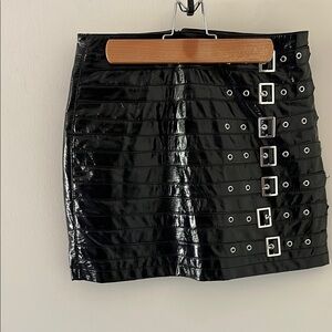 Black Buckle Styled Detail Skirt